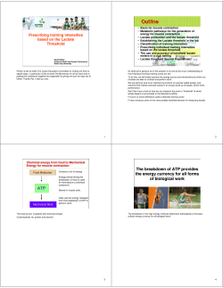 Prescribing training intensities based on the lactate