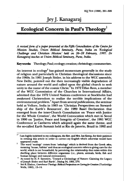 Jey J. Kanagaraj, "Ecological Concern in Paul`s Theology,"