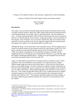 Critique of cost-benefit analysis and alternative approaches to