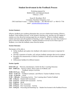 Student Involvement in the Feedback Process