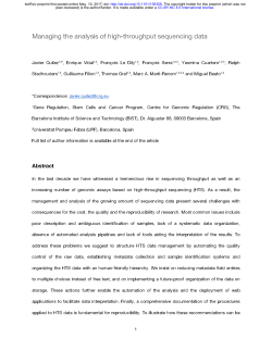 Managing the analysis of high-throughput sequencing data