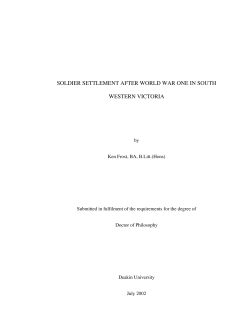 soldier settlement after world war one in south - DRO