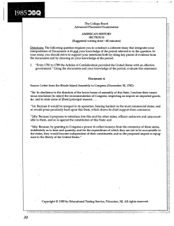 1985 DBQ on The Articles of Confederation
