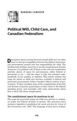 Political Will, Child Care, and Canadian Federalism
