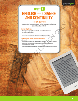 1 English &mdash; Change and Continuity
