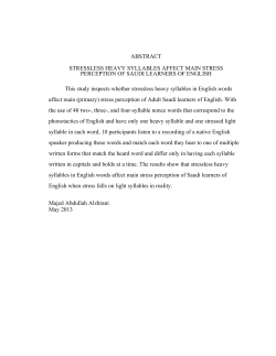 stressless heavy syllables affect main stress perception of saudi