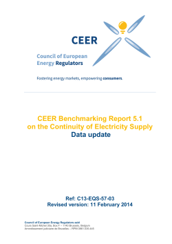 CEER Benchmarking Report 5.1 on the Continuity of Electricity Supply