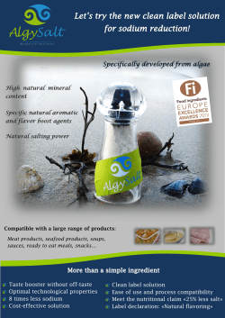 Taste booster without off-taste Optimal technological properties 8