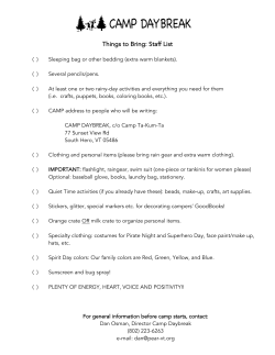 Things to Bring: Staff List