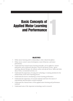Basic Concepts of Applied Motor Learning and