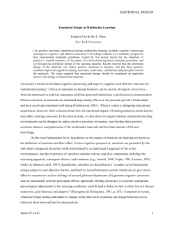 Emotional Design in Multimedia Learning