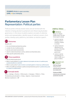 Parliamentary lesson Plan - Representation: Political parties