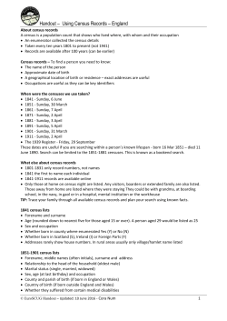 Handout &ndash; Using Census Records &ndash; England