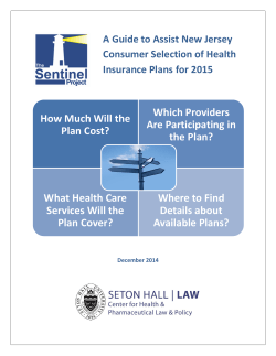 Guide to Assist NJ Consumer Selection of Health Insurance Plans in