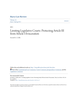 Limiting Legislative Courts: Protecting Article III from Article I