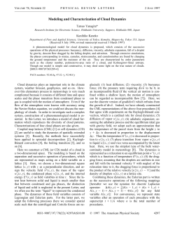 Modeling and Characterization of Cloud Dynamics
