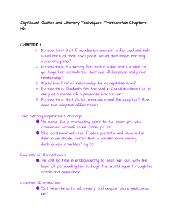 Significant Quotes and Literary Techniques: Frankenstein Chapters
