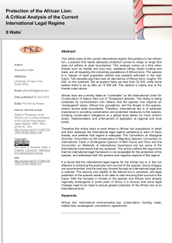 Protection of the African Lion: A Critical Analysis of the Current