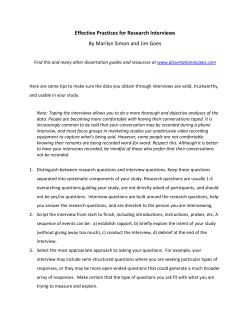 Effective Practices for Research Interviews