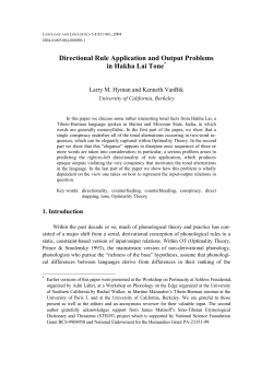 Directional Rule Application and Output Problems in Hakha Lai Tone*