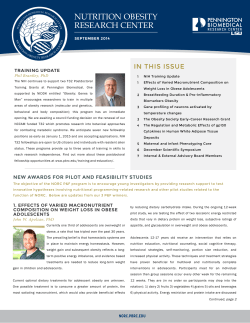 NORC September 2014 Newsletter - Nutrition Obesity Research