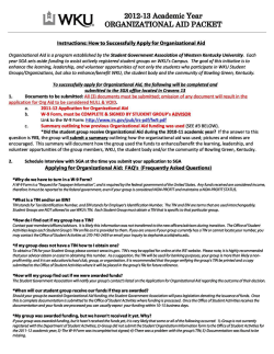 2012-13 Academic Year &reg; ORGANIZATIONAL AID PACKET