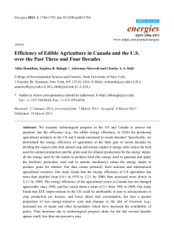 Efficiency of Edible Agriculture in Canada and the U.S. over the Past