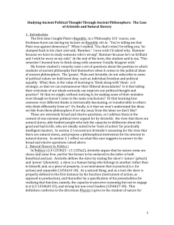 1 Studying Ancient Political Thought Through Ancient Philosophers