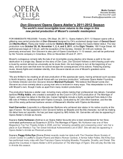 Don Giovanni Opens Opera Atelier`s 11