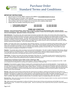 Purchase Order Standard Terms and Conditions