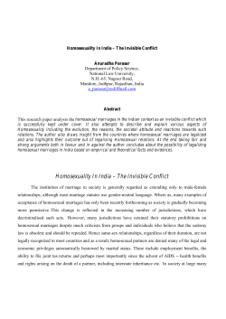 Homosexuality In India &ndash; The Invisible Conflict