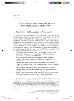 The non-initial-syllable vowel reductions from Proto