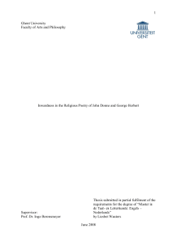1 Ghent University Faculty of Arts and Philosophy Inwardness in the