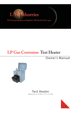 LP Gas Corrosion Test Heater Owners Manual