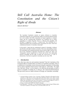The Constitution and the Citizen`s Right of Abode