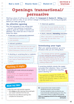 Openings: transactional/ persuasive