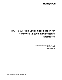 HART&reg; 7.x Field Device Specification for Honeywell ST 800 Smart