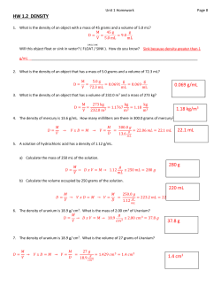 HW 1.2 DENSITY 0.069 g/mL 1.18 kg/m3 22.1 mL 280 g 220 mL