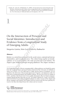 On the Intersection of Personal and Social Identities: Introduction