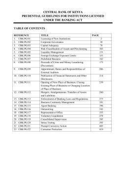 CENTRAL BANK OF KENYA PRUDENTIAL GUIDELINES FOR