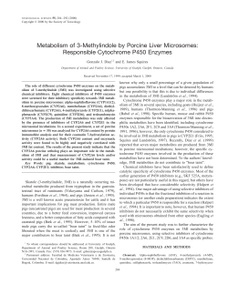 Metabolism of 3-Methylindole by Porcine Liver Microsomes