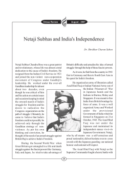 Netaji Subhas and India`s Independence