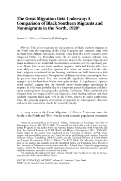 The Great Migration Gets Underway: A Comparison of Black
