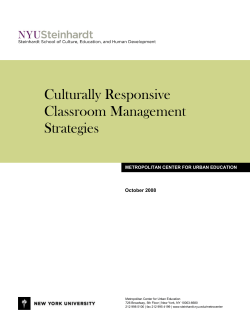 Culturally Responsive Classroom Management