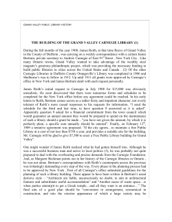 THE BUILDING OF THE GRAND VALLEY CARNEGIE LIBRARY (1