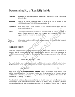 Determining Ksp of Lead(II) Iodide