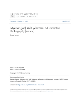 Myerson, Joel. Walt Whitman: A Descriptive Bibliography [review]