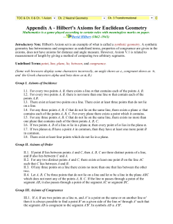 Appendix A - Hilbert`s Axioms for Euclidean Geometry