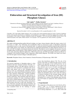 Elaboration and Structural Investigation of Iron (III) Phosphate Glasses