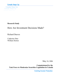 How Are Investment Decisions Made? (DEAVES)
